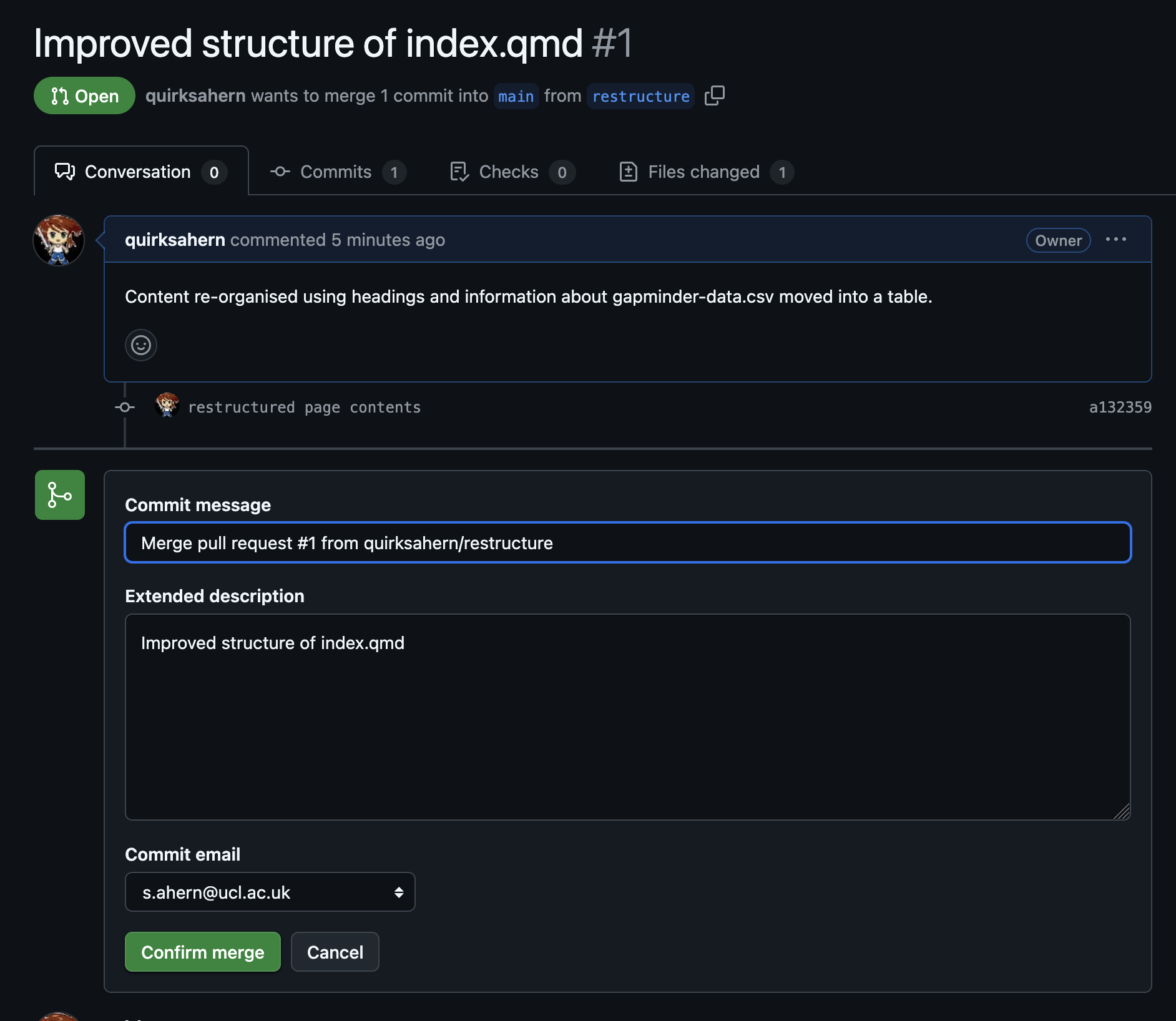 GitHub screenshot confirm merge dialogue box