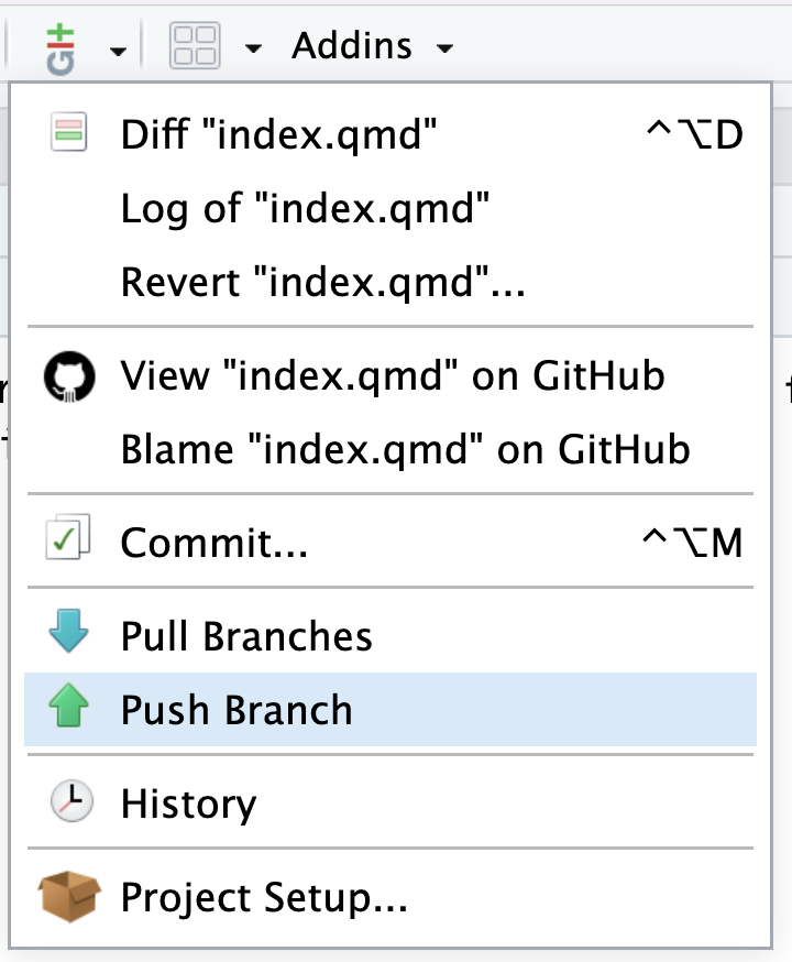 A screenshot of RStudio showing commit window and meesage for amended file.