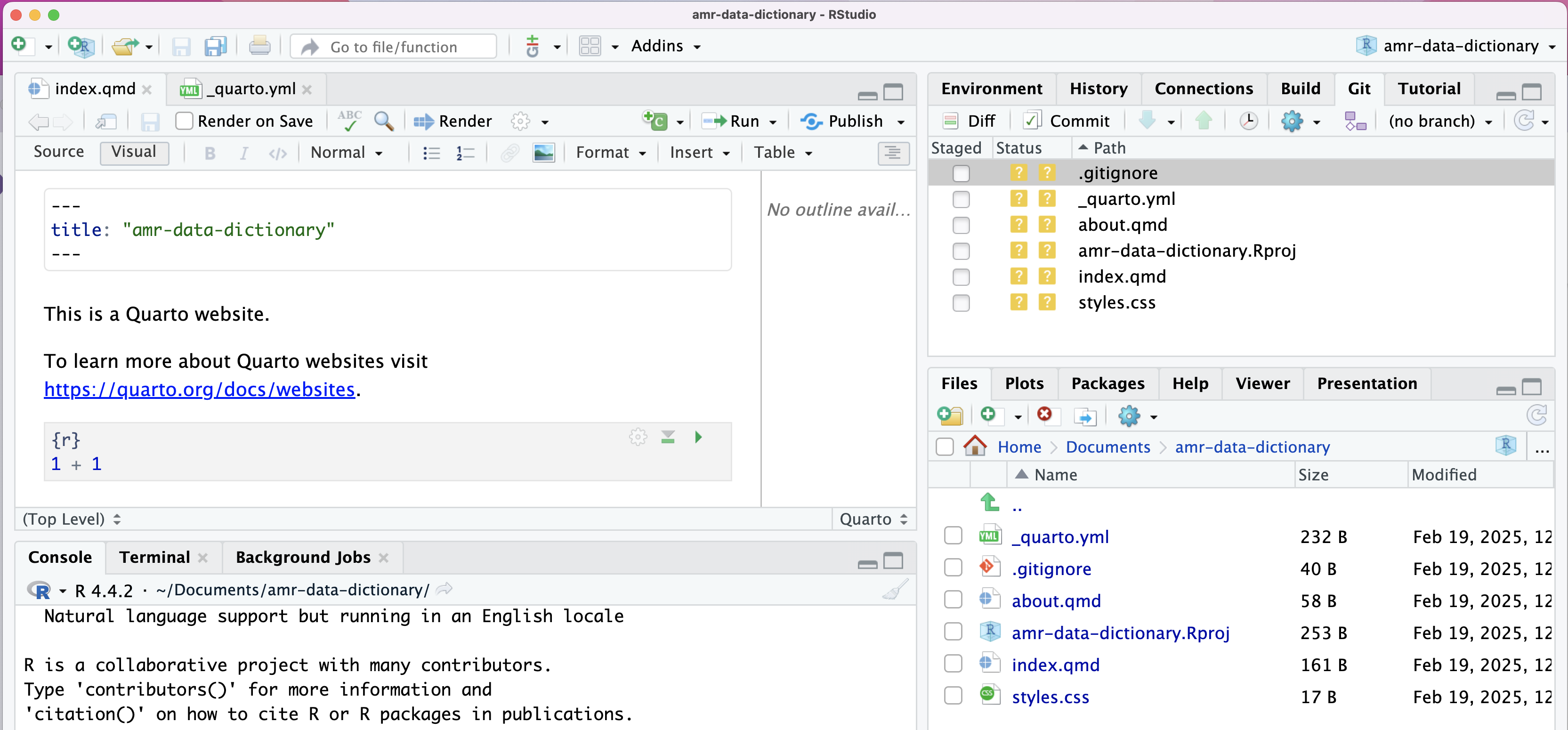 RStudio screenshot showing updated interface with Git features