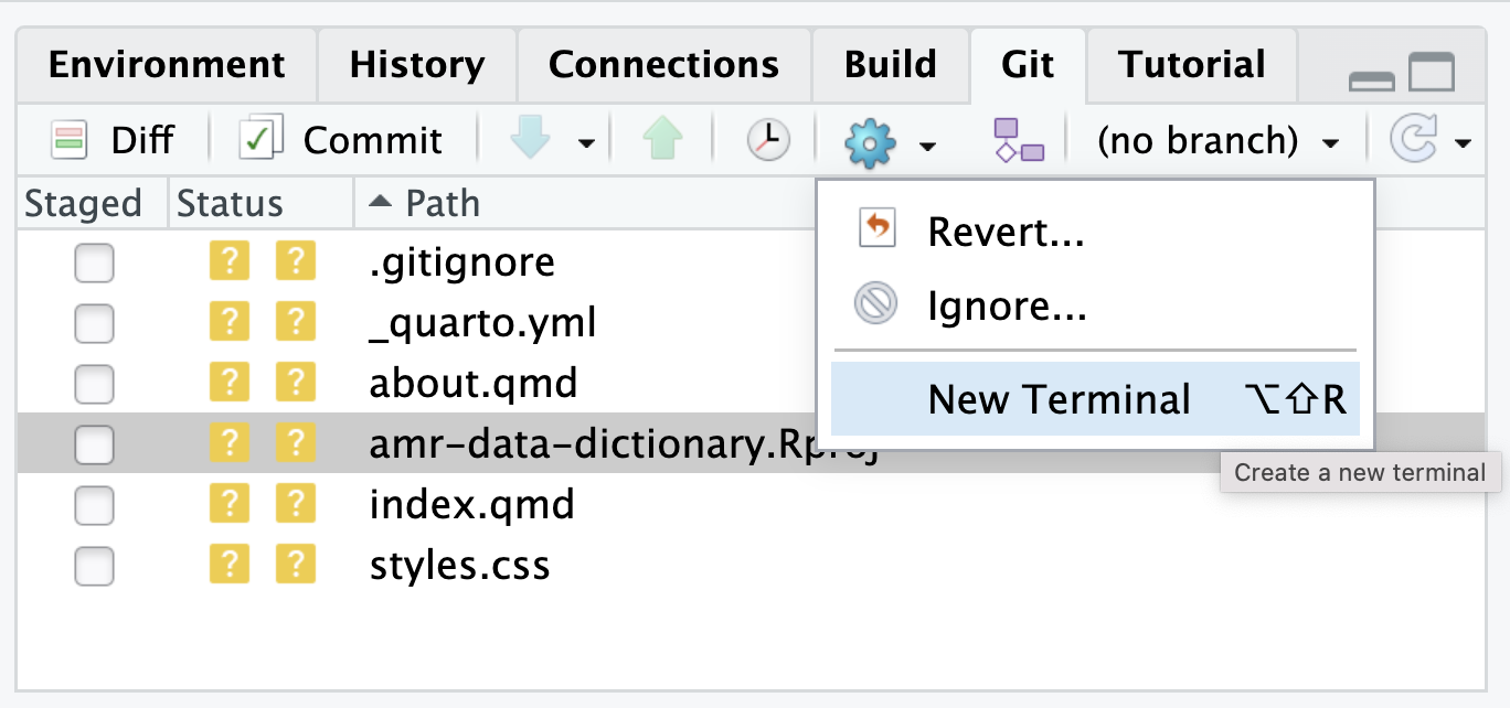 RStudio screenshot showing updated interface with Git features