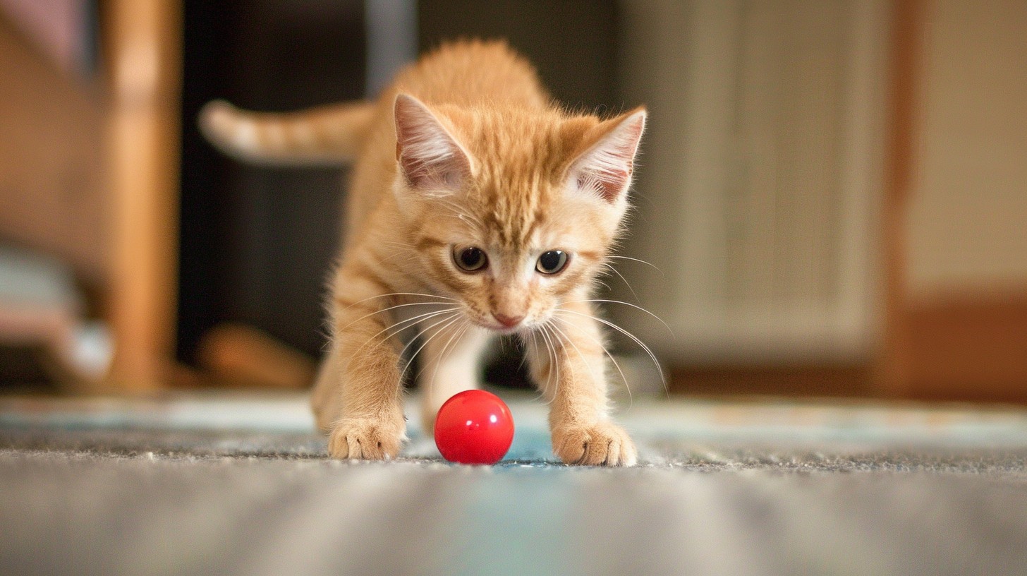 Kitty playing with ball