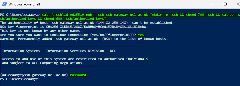 Uploading key in one command